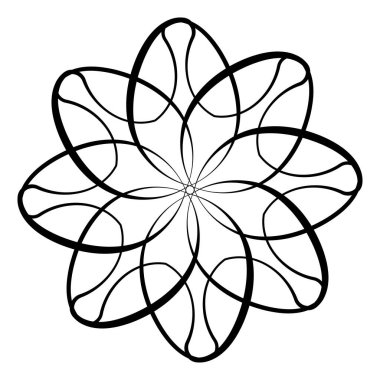 Soyut dairesel, radyal geometrik vektör ögesi, ikon, illüstrasyon. Motif, mandala tasarımı - stok vektör illüstrasyonu, klip- sanat grafikleri