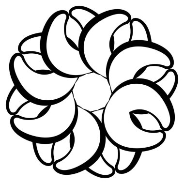 Soyut dairesel, radyal geometrik vektör ögesi, ikon, illüstrasyon. Motif, mandala tasarımı - stok vektör illüstrasyonu, klip- sanat grafikleri