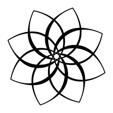 Soyut dairesel, radyal geometrik vektör ögesi, ikon, illüstrasyon. Motif, mandala tasarımı - stok vektör illüstrasyonu, klip- sanat grafikleri