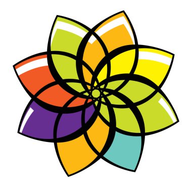 Soyut dairesel, radyal geometrik vektör ögesi, ikon, illüstrasyon. Motif, mandala tasarımı - stok vektör illüstrasyonu, klip- sanat grafikleri