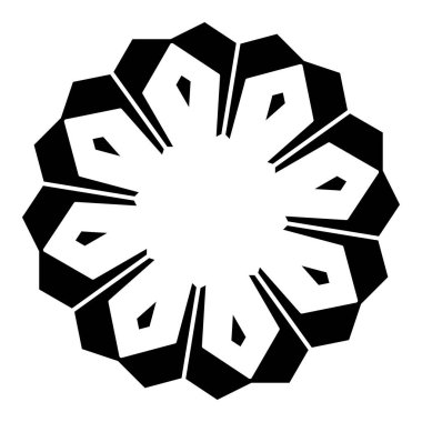 Soyut dairesel, radyal geometrik vektör ögesi, ikon, illüstrasyon. Motif, mandala tasarımı - stok vektör illüstrasyonu, klip- sanat grafikleri