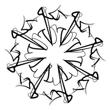 Soyut dairesel, radyal geometrik vektör ögesi, ikon, illüstrasyon. Motif, mandala tasarımı - stok vektör illüstrasyonu, klip- sanat grafikleri