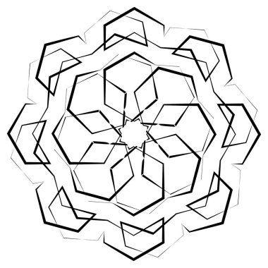 Soyut dairesel, radyal geometrik vektör ögesi, ikon, illüstrasyon. Motif, mandala tasarımı - stok vektör illüstrasyonu, klip- sanat grafikleri