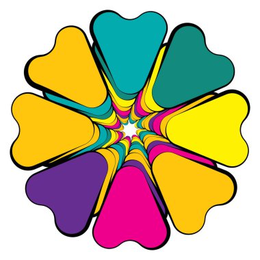 Soyut dairesel, radyal geometrik vektör ögesi, ikon, illüstrasyon. Motif, mandala tasarımı - stok vektör illüstrasyonu, klip- sanat grafikleri