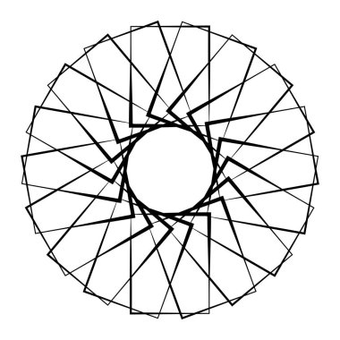 Soyut dairesel, radyal geometrik vektör ögesi, ikon, illüstrasyon. Motif, mandala tasarımı - stok vektör illüstrasyonu, klip- sanat grafikleri