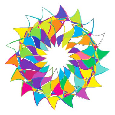 Soyut dairesel, radyal geometrik vektör ögesi, ikon, illüstrasyon. Motif, mandala tasarımı - stok vektör illüstrasyonu, klip- sanat grafikleri