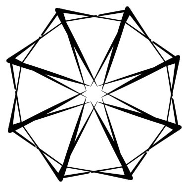 Soyut dairesel, radyal geometrik vektör ögesi, ikon, illüstrasyon. Motif, mandala tasarımı - stok vektör illüstrasyonu, klip- sanat grafikleri