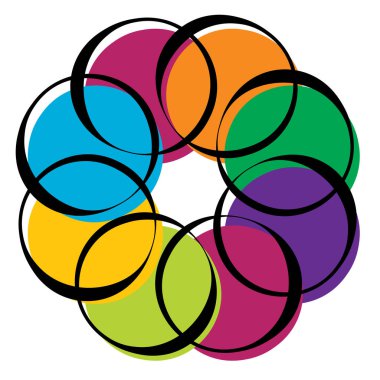 Soyut dairesel, radyal geometrik vektör ögesi, ikon, illüstrasyon. Motif, mandala tasarımı - stok vektör illüstrasyonu, klip- sanat grafikleri