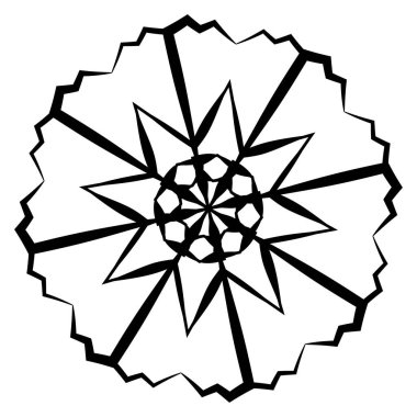 Soyut dairesel, radyal geometrik vektör ögesi, ikon, illüstrasyon. Motif, mandala tasarımı - stok vektör illüstrasyonu, klip- sanat grafikleri