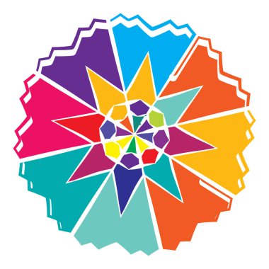 Soyut dairesel, radyal geometrik vektör ögesi, ikon, illüstrasyon. Motif, mandala tasarımı - stok vektör illüstrasyonu, klip- sanat grafikleri