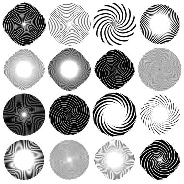 Kıvrım, kasırga, girdap elementleri. Girdap, volt elementi ayarlandı. Döndürme çarpıtmalı dairesel eşmerkezli çizgiler