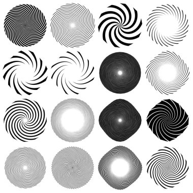 Kıvrım, kasırga, girdap elementleri. Girdap, volt elementi ayarlandı. Döndürme çarpıtmalı dairesel eşmerkezli çizgiler