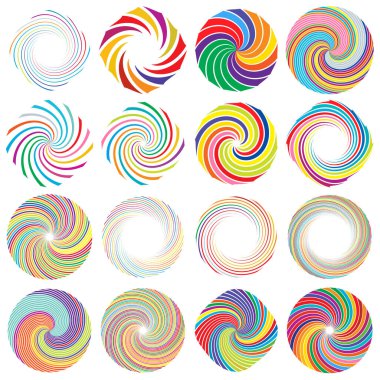 Kıvrım, kasırga, girdap elementleri. Girdap, volt elementi ayarlandı. Döndürme çarpıtmalı dairesel eşmerkezli çizgiler