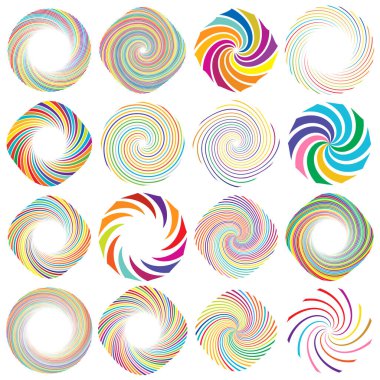 Kıvrım, kasırga, girdap elementleri. Girdap, volt elementi ayarlandı. Döndürme çarpıtmalı dairesel eşmerkezli çizgiler