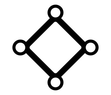 Köşelerde daireler olan kare simge, sembol, logo şekli - stok vektör illüstrasyonu, klip- sanat grafikleri