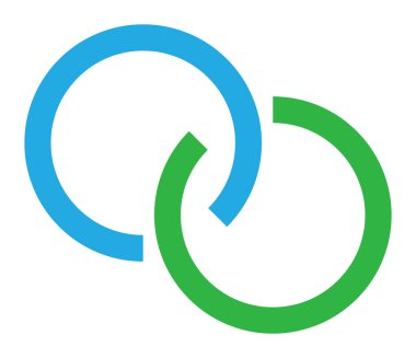 Birbirine bağlı, kesişen daireler, soyut sembolik şekiller, simgeler.