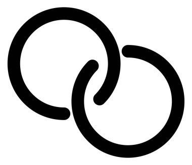 Birbirine bağlı, kesişen daireler, soyut sembolik şekiller, simgeler.