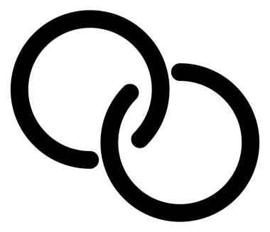 Birbirine bağlı, kesişen daireler, soyut sembolik şekiller, simgeler.