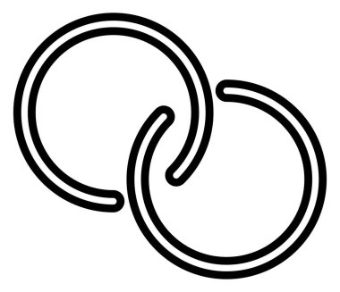 Birbirine bağlı, kesişen daireler, soyut sembolik şekiller, simgeler.