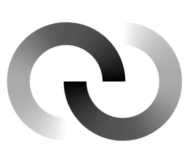 Birbirine bağlı, kesişen daireler, soyut sembolik şekiller, simgeler.