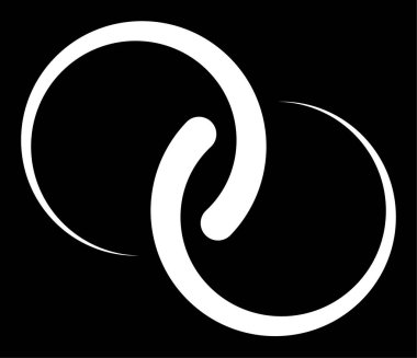 Birbirine bağlı, kesişen daireler, soyut sembolik şekiller, simgeler.