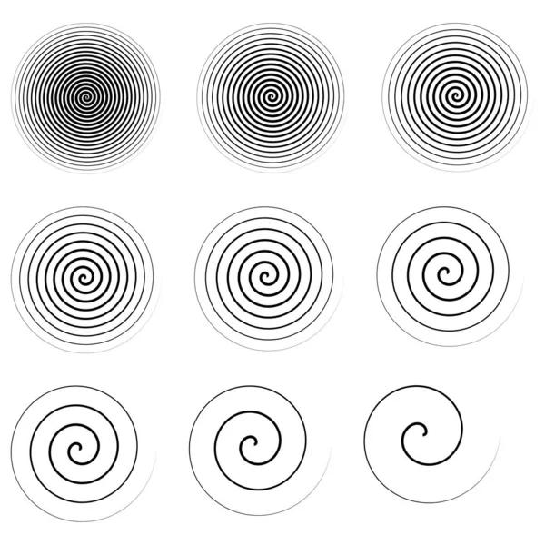 Spiral Swirl Twirl Whirl Design Elements Vector — Stock Vector