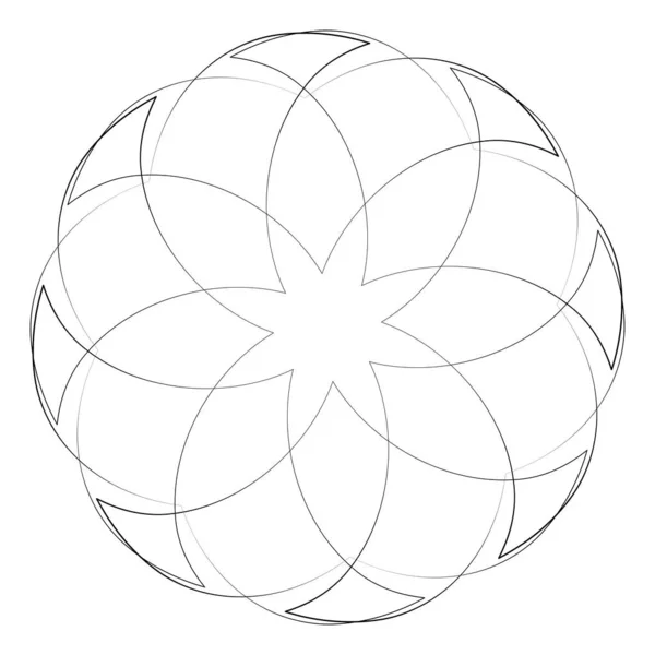Abstrato Circular Elemento Vetorial Geométrico Radial Ícone Ilustração Motivo Design —  Vetores de Stock