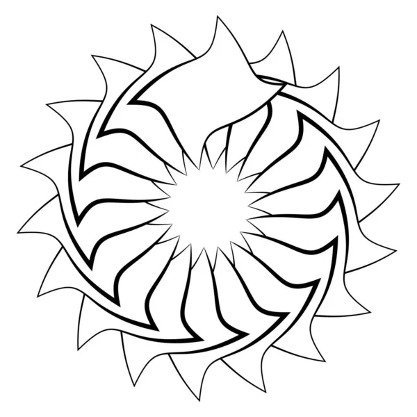 Soyut Dairesel Radyal Geometrik Vektör Ögesi Ikon Illüstrasyon Motif Mandala — Stok Vektör