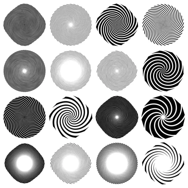 Torsione Vortice Elementi Idromassaggio Vortice Elemento Voluto Impostato Linee Concentriche — Vettoriale Stock