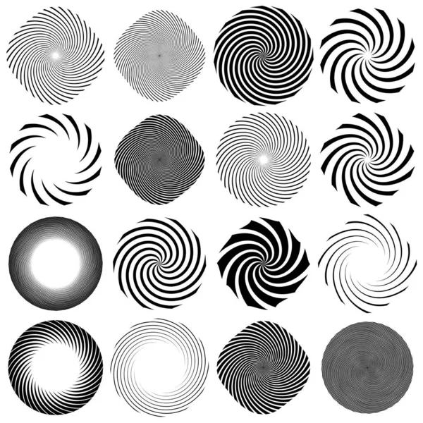 龙卷风 漩涡元素 体积单元集 具有旋转畸变的圆形同心线 — 图库矢量图片