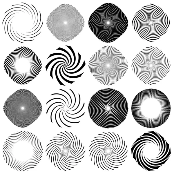 Torsione Vortice Elementi Idromassaggio Vortice Elemento Voluto Impostato Linee Concentriche — Vettoriale Stock