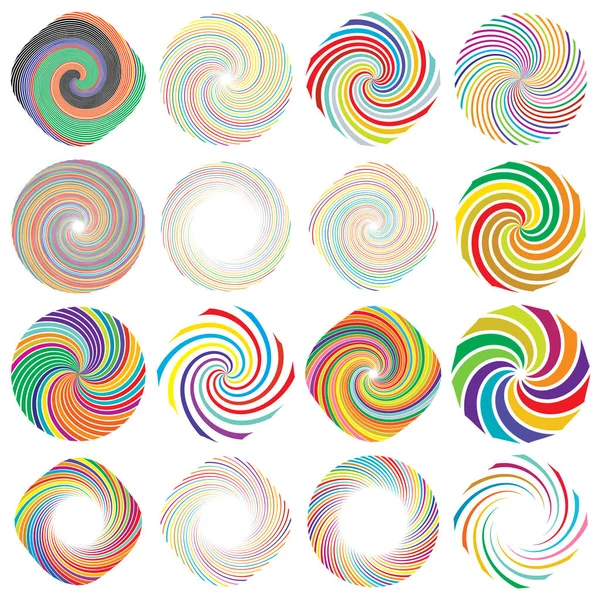 Twist Whirlwind Whirlpool Elements Vortex Volute Element Set Circular Concentric — Stock Vector