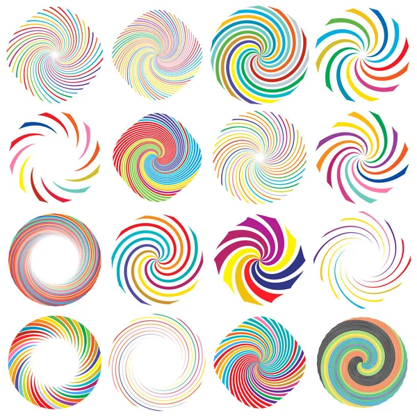 Twist Whirlwind Whirlpool Elements Vortex Volute Element Set Circular Concentric — Stock Vector