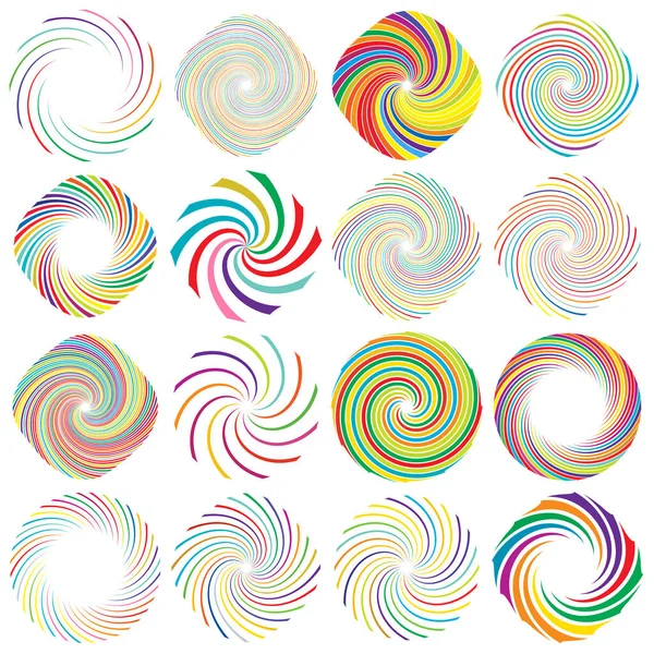 龙卷风 漩涡元素 体积单元集 具有旋转畸变的圆形同心线 — 图库矢量图片