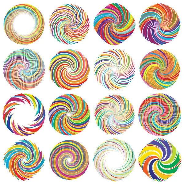 Twist Whirlwind Whirlpool Elements Vortex Volute Element Set Circular Concentric — Stock Vector