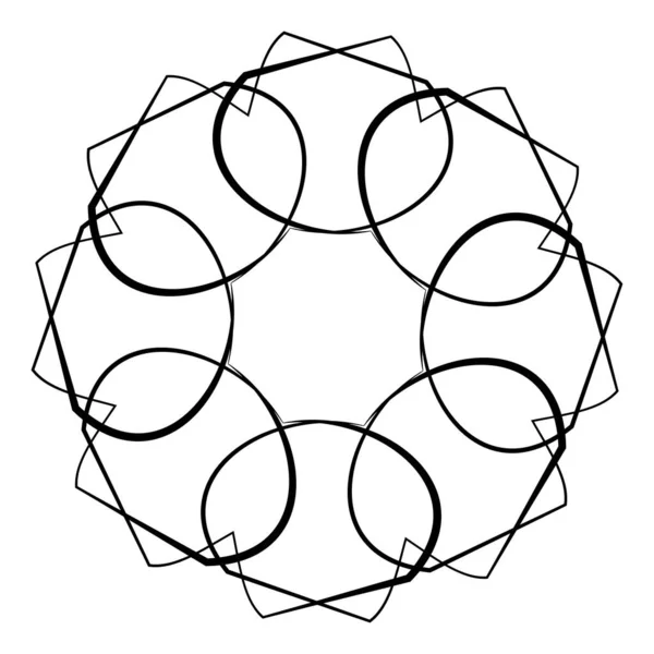曼荼羅を放射する 円の幾何学的モチーフ アイコン 株式ベクトルイラスト クリップアートグラフィック — ストックベクタ