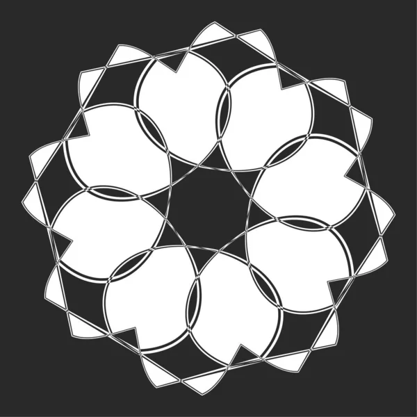 Mandala Rayonnant Motif Géométrique Circulaire Icône Forme Illustration Vectorielle Stock — Image vectorielle