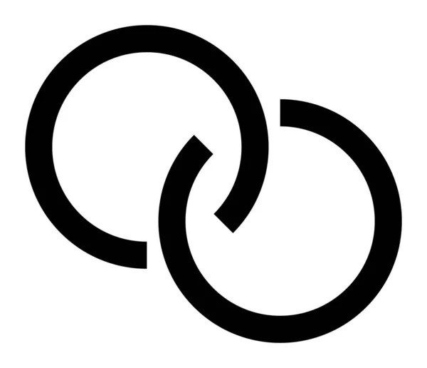 Interlace Onderling Verbonden Kruisende Cirkels Ringen Abstracte Symbolische Vorm Icoon — Stockvector