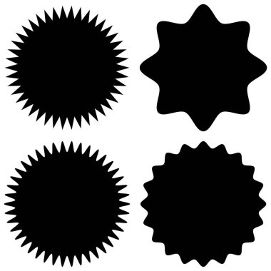 Bir yıldız rozetinin siyah-beyaz vektör çizimi