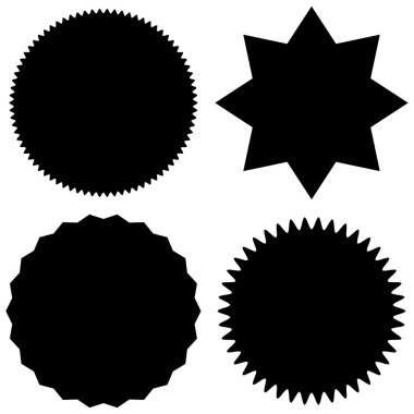 Bir yıldız rozetinin siyah-beyaz vektör çizimi