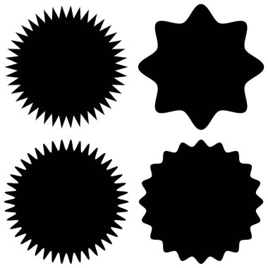 Bir yıldız rozetinin siyah-beyaz vektör çizimi