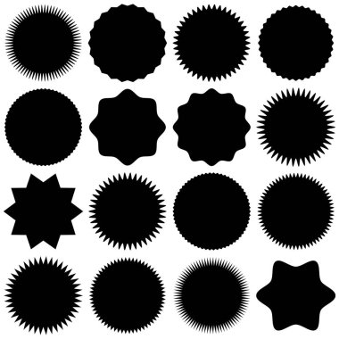 Farklı şekillerin oluşturduğu siyah ve beyaz vektör çizimleri