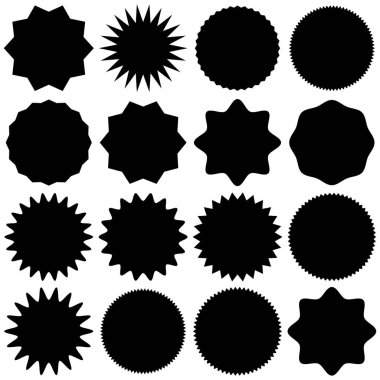 Yuvarlak etiketlerin siyah ve beyaz vektör çizimi