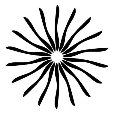 Radikal, birleşen, radikal çizgiler. Soyut dairesel element. Işınlar, ışınlar, ışıltı ve parıltı vektör çizimi