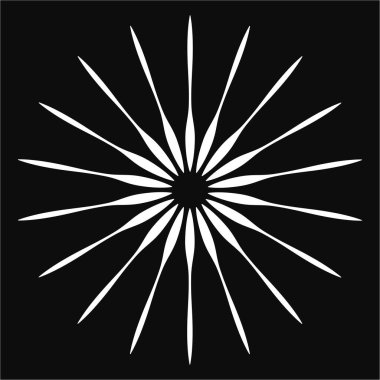 Radikal, birleşen, radikal çizgiler. Soyut dairesel element. Işınlar, ışınlar, ışıltı ve parıltı vektör çizimi