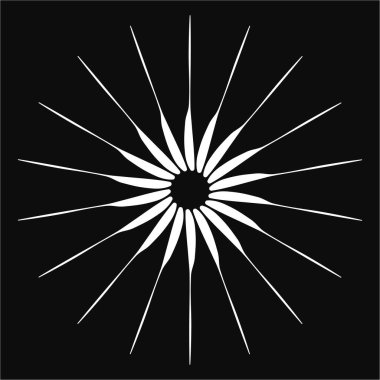 Radikal, birleşen, radikal çizgiler. Soyut dairesel element. Işınlar, ışınlar, ışıltı ve parıltı vektör çizimi