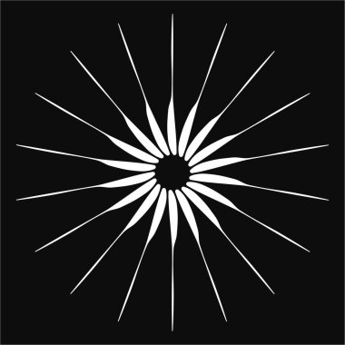 Radikal, birleşen, radikal çizgiler. Soyut dairesel element. Işınlar, ışınlar, ışıltı ve parıltı vektör çizimi