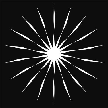 Radikal, birleşen, radikal çizgiler. Soyut dairesel element. Işınlar, ışınlar, ışıltı ve parıltı vektör çizimi