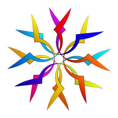 Mandala yayılıyor. Dairesel geometrik motif, simge, şekil - stok vektör çizimi, klip- sanat grafikleri