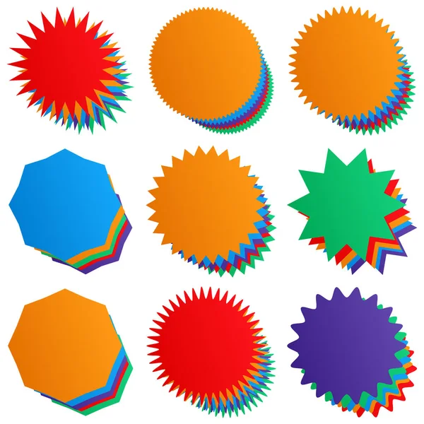 Yıldız patlaması, güneş patlaması fiyat etiketi, boş, boş alan etiketi. Fiyat flaş düğmesi, iğne şekli